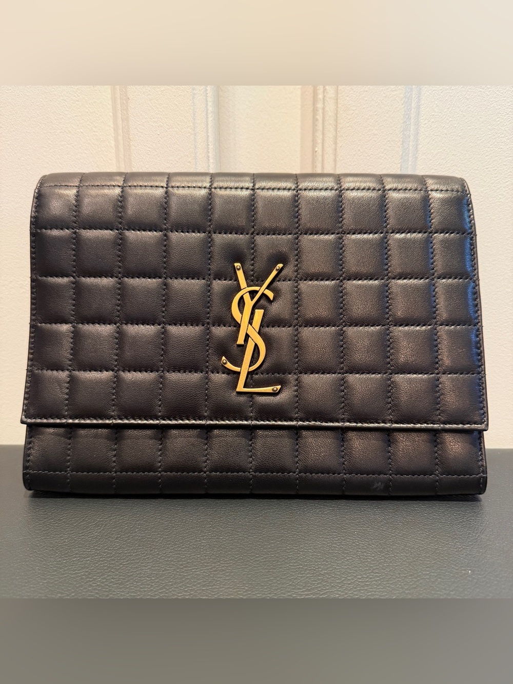 NWOT YSL Saint Laurent Monogram Flap Clutch Box & Dust Bag
